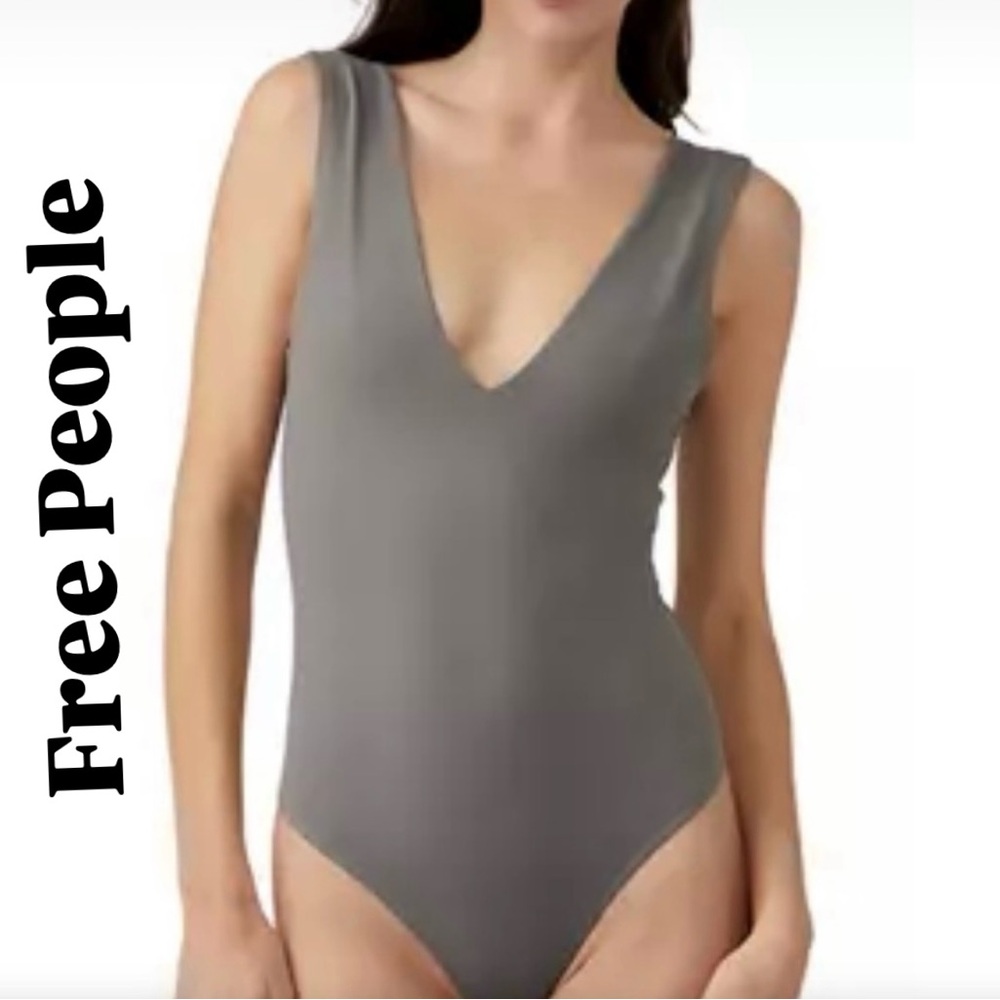 Free People Bodysuit Tan/Gray Small